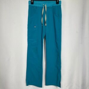 FIGS Technical Collection Straight Leg Teal Blue Scrub Pants Women's XXS/P